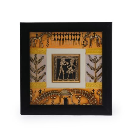 Dokra Tribal Frame with Sohrai Painting Made by Tribes of Chattisgarh