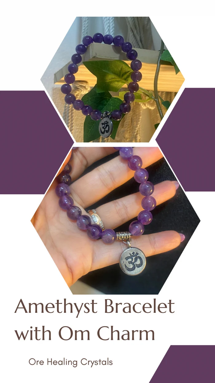 Natural Amethyst Bracelet with Om Charm