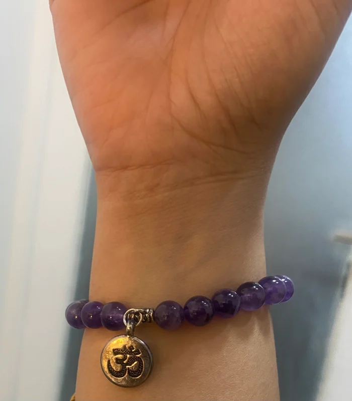 Natural Amethyst Bracelet with Om Charm - Image 2
