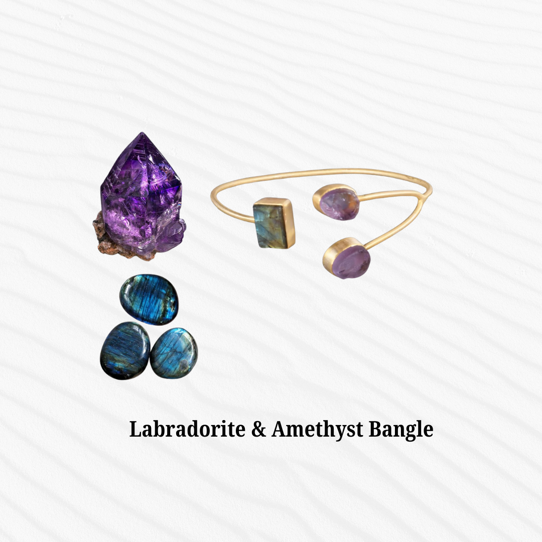 Labradorite & Amethyst Bangle